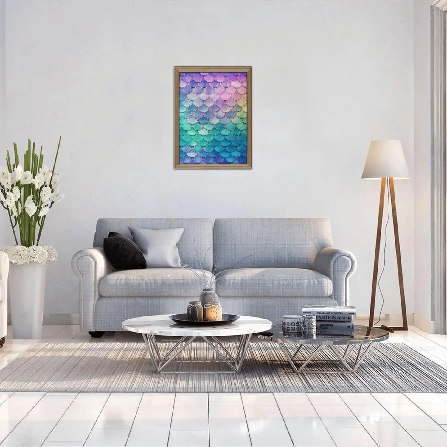 Personalized Wooden Picture Puzzles Custom Puzzle inspect from Pictures Dreamy Gradient Mermaid Scales Puzzles for Adults Family Birthday Valentine's Day Gifts Jigsaw Puzzle from Photos 500 Pieces 