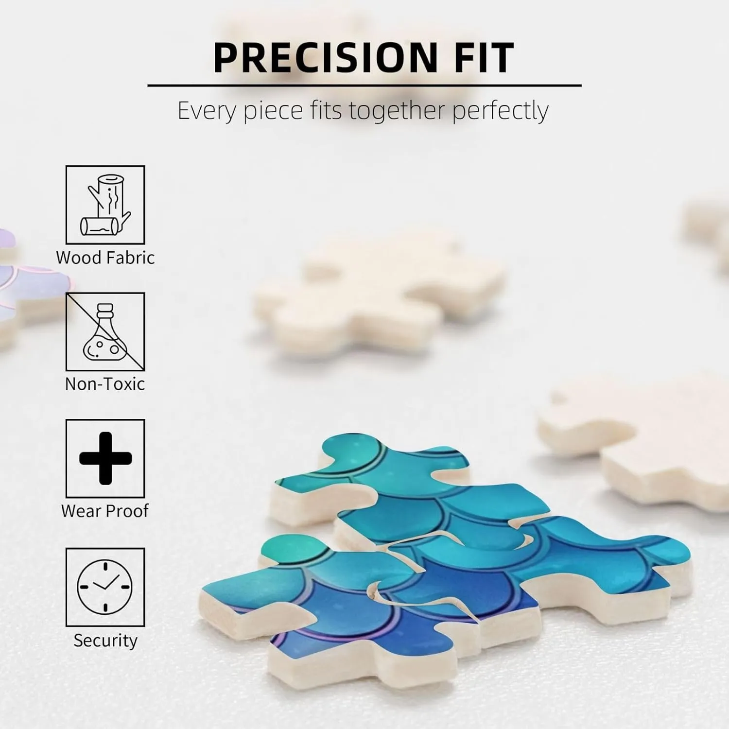 Personalized Wooden Picture Puzzles Custom Puzzle inspect from Pictures Dreamy Gradient Mermaid Scales Puzzles for Adults Family Birthday Valentine's Day Gifts Jigsaw Puzzle from Photos 500 Pieces 