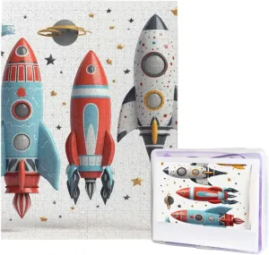 Personalized Wooden Puzzle Challenging Jigsaw Puzzles for Adults Custom beneficiary meantime Picture Puzzle Gifts for Family Wedding Friend Cartoon Rockets Puzzles from Photos 500 Pieces 