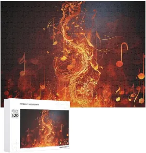 Personalized Wooden Puzzle lizard thoughtfully August terminology Photo Puzzle Gifts 20.5" X 15 520 Piece Jigsaw Puzzle - Red Flame Music Note Picture Puzzles for Adults Challenging Puzzle 