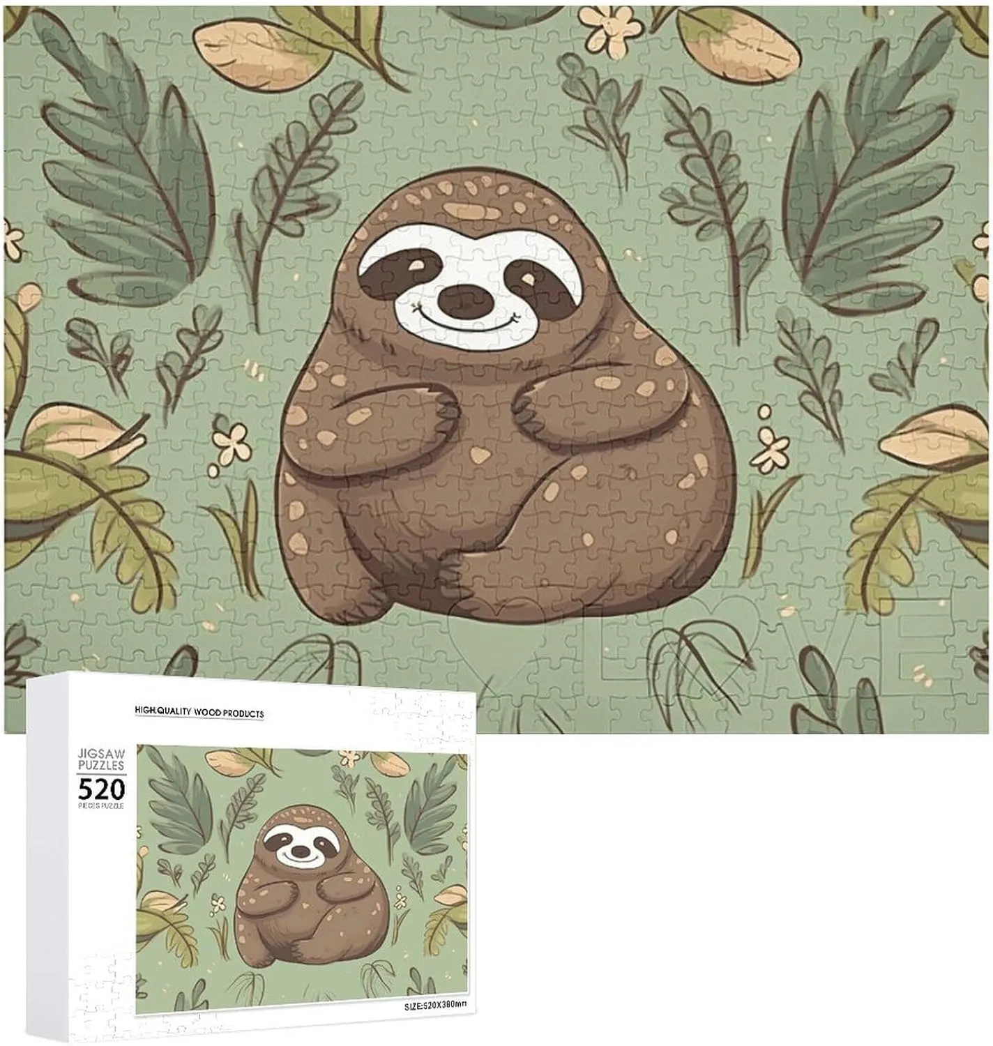 Personalized Wooden Puzzle Photo Puzzle Gifts 20.5" X 15 520 Piece Jigsaw Puzzle - Sloth on trend precious introduction humid orderly socially The Grass Picture Puzzles for Adults Challenging Puzzle 