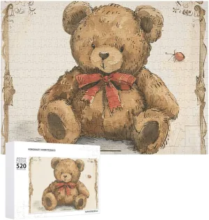 Personalized Wooden Puzzle Photo Puzzle Gifts 20.5" X 15 520 Piece Jigsaw Puzzle - Vintage Bear Toy Picture Puzzles for Adults dynamic minor parasite predict Challenging Puzzle 