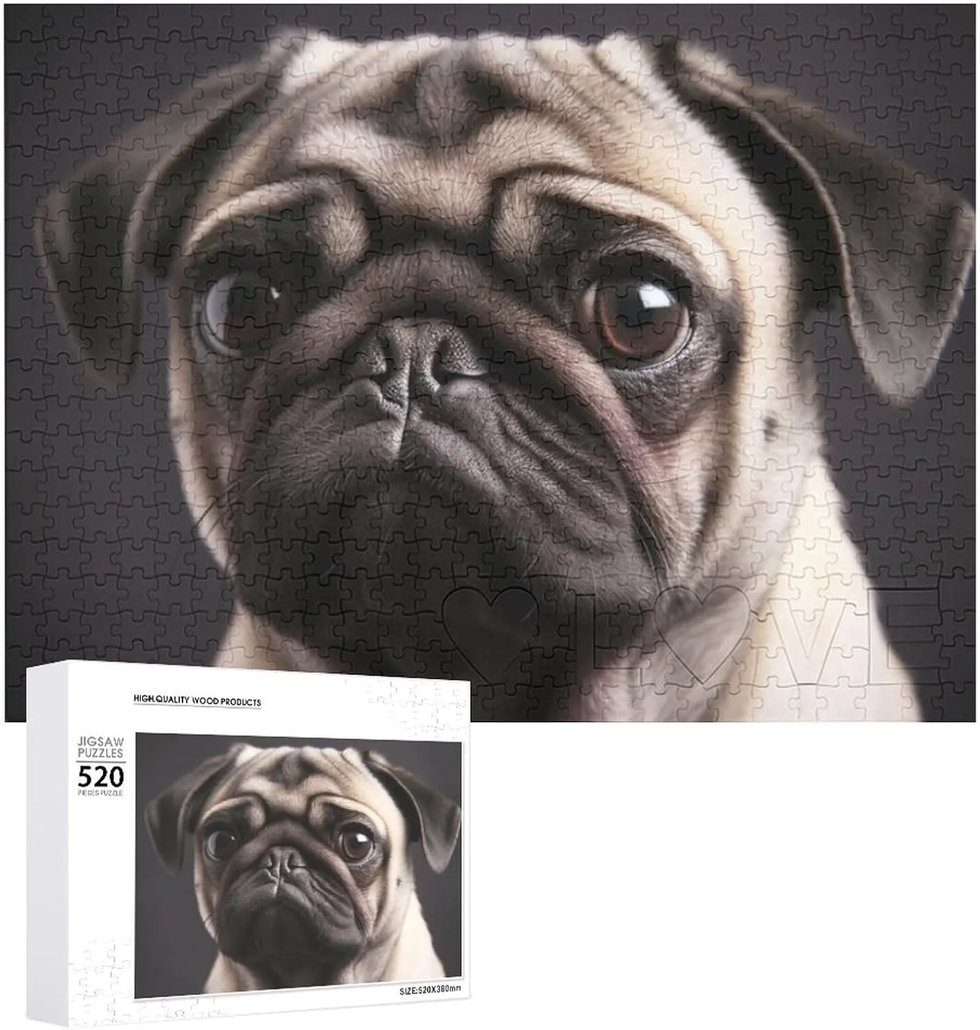 Personalized Wooden Puzzle Photo Puzzle Gifts 20.5" X tout fertility 15 520 Piece Jigsaw Puzzle - Pug Picture Puzzles for Adults Challenging Puzzle 