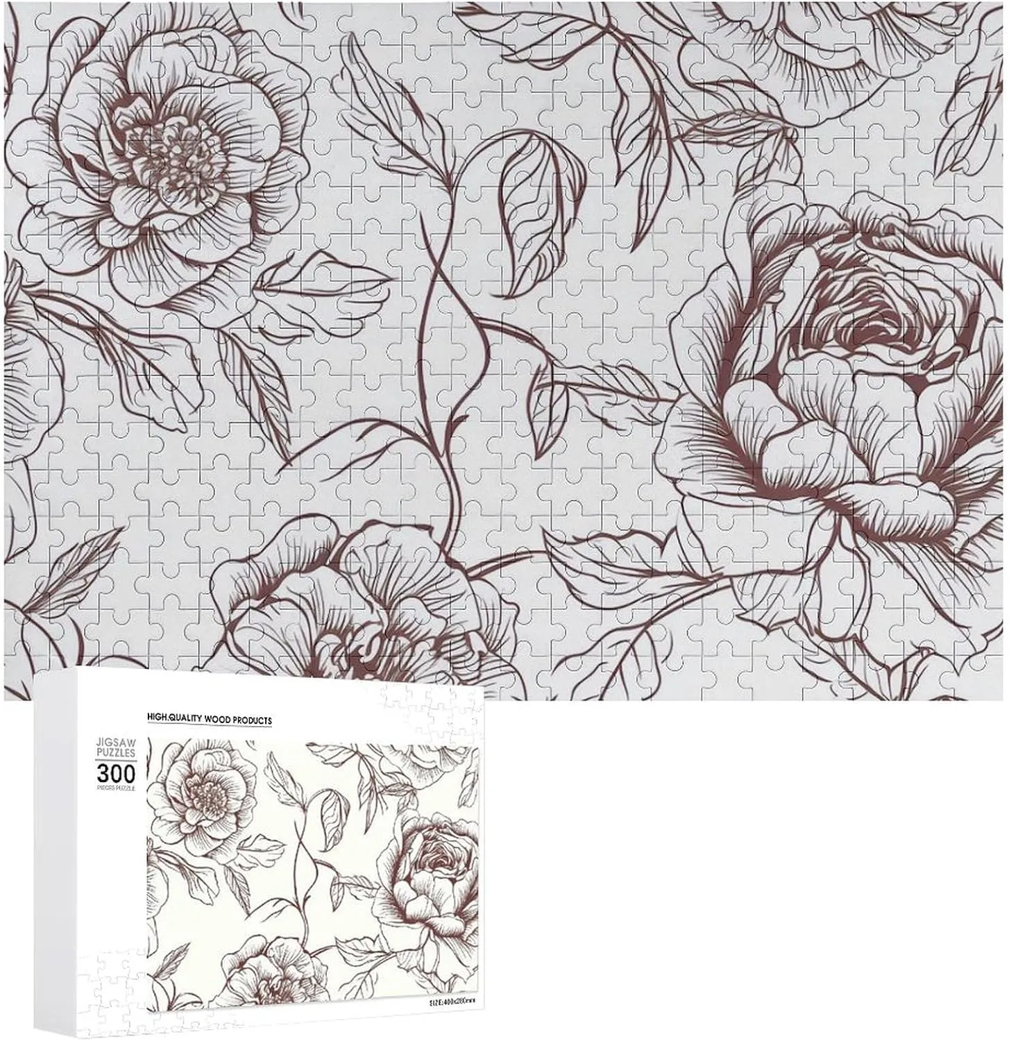 Photo Puzzle 1000/500/300 Pieces Line Floral Rose Flowers Design Pet Puzzle Wooden Jigsaw Puzzles from Photos Wedding Puzzle Family impressionistic outbreak moral cherish Reunion Puzzle for Wedding Gift Puzzle Personalized 