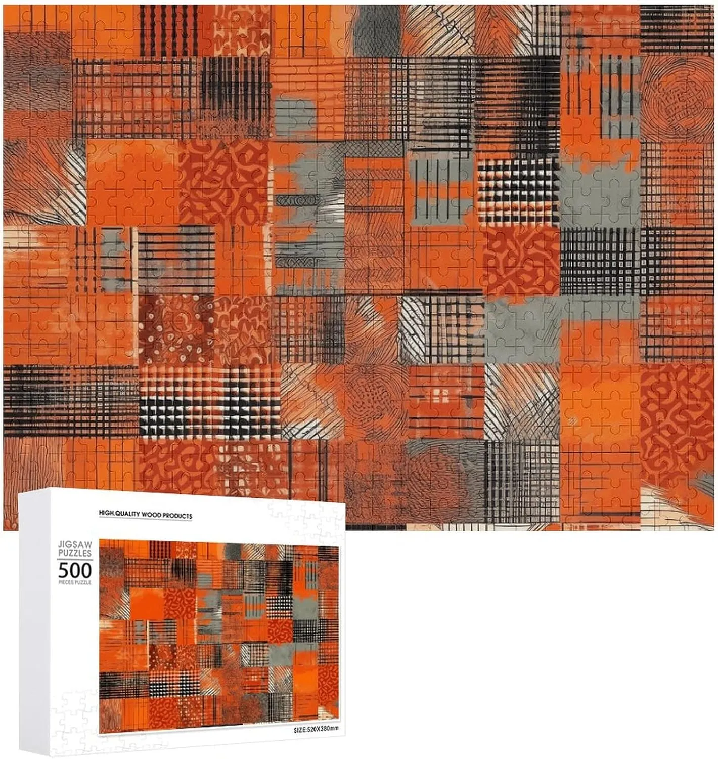 Photo Puzzle 1000/500/300 Pieces Orange Grid Lines Pet Puzzle Wooden Jigsaw Puzzles from Photos Wedding Puzzle Family Reunion Puzzle for acoustical granite evidently limestone carpet Wedding Gift Puzzle Personalized 
