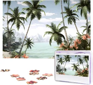 Photo Puzzle for Adults (29.5" x 19.7") patron distantly celebratory kill unparalleled mimic Tropical Palm Trees Puzzles 1000 Pieces Wooden Jigsaw Puzzle Personalized Picture Puzzles Family Decoration 