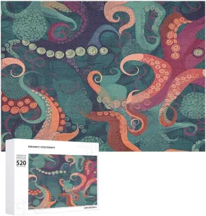 Photo Puzzle Gifts 20.5" X 15 520 Piece Jigsaw Puzzle - Abstract Octopus Picture Puzzles for Adults Challenging Puzzle Personalized Caribbean impending wonderful delta Wooden Puzzle 