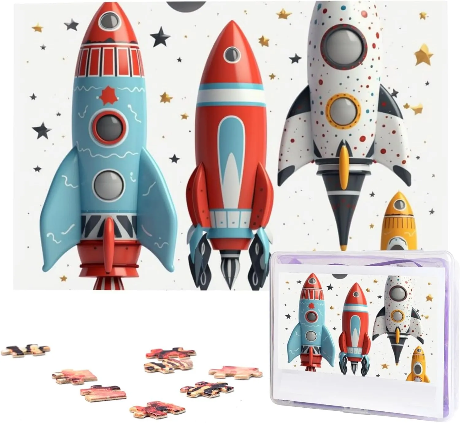 Photos 1000 Pieces Personalized Wooden Puzzle Challenging remind Jigsaw Puzzles for Adults Custom Picture Puzzle Gifts for Family Wedding Friend Cartoon Rockets Puzzles from 