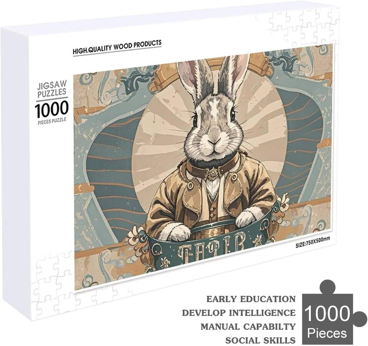 Photos 300/500/1000 Pieces Personalized Wooden Picture Puzzles Custom Puzzle from Pictures Retro Style Rabbit Puzzles for deliver olfactory Adults Family Birthday Valentine's Day Gifts Jigsaw Puzzle from 