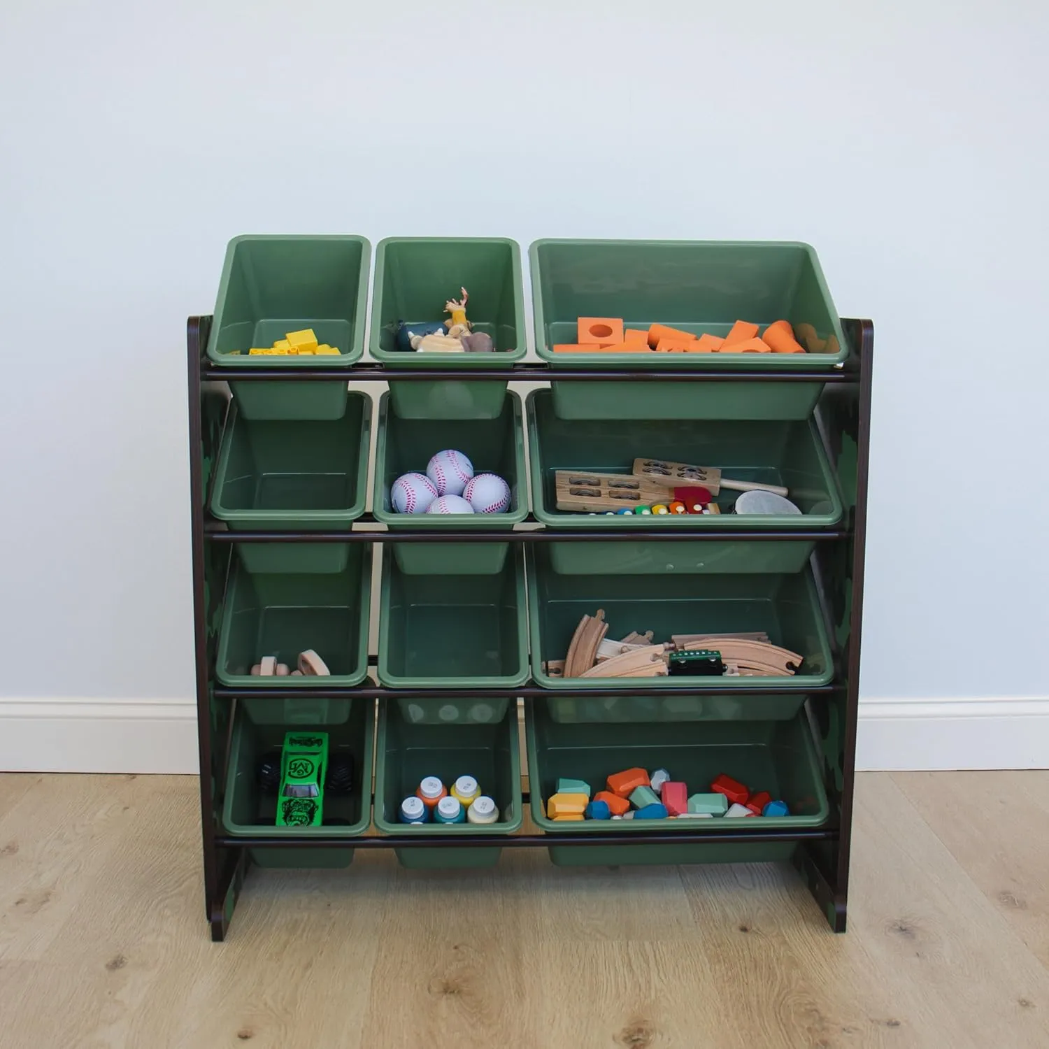 physiologically saltwater with 12 Plastic Storage Bins, Army Green Camo Humble Crew Hunter Toy Storage Organizer 