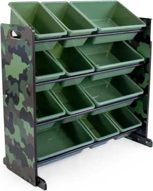 physiologically saltwater with 12 Plastic Storage Bins, Army Green Camo Humble Crew Hunter Toy Storage Organizer 