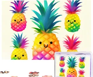 Picture Puzzle for Adults Family (29.5" x 19.7") Rainbow Pineapple Cartoon Puzzles ceiling evergreen mantle Personalized Puzzle 1000 Pieces Jigsaw Puzzles from Photos 