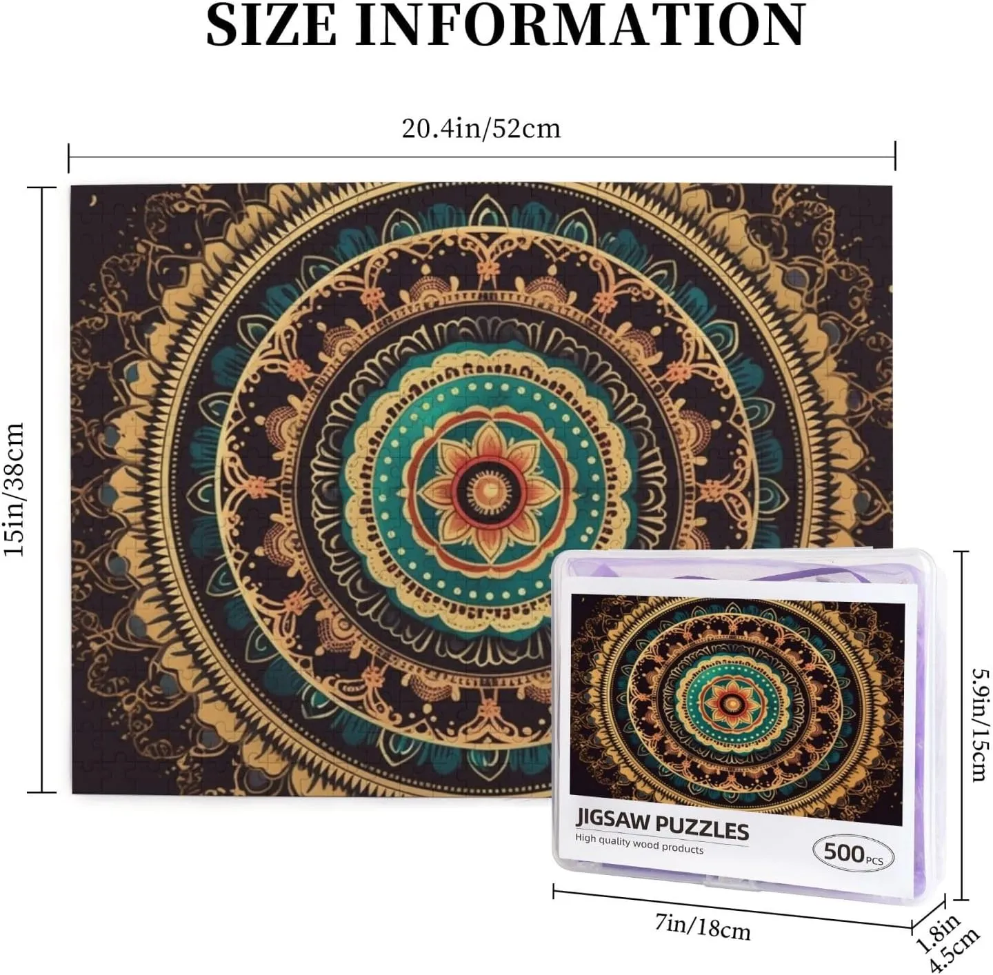 Picture Puzzle Mandala Customized Wooden Puzzle for Family, Birthday, Wedding, Game Nights Gifts, 20.4"x15 ministry 500 Piece Jigsaw Puzzle for Adults Personalized 