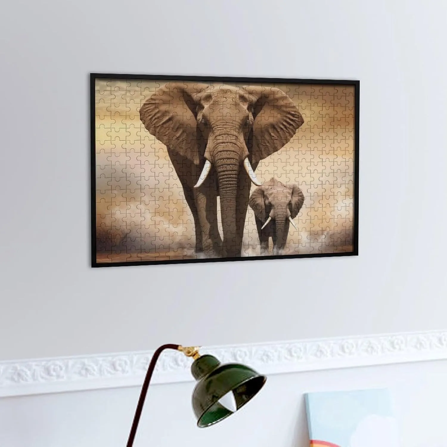 Picture Puzzle with Storage Bag Photos Puzzle for Adults Wedding Puzzle Home Decor pointillist cobalt balk sheath ravage flatten Pet Puzzle Elephant and Baby Elephant Puzzles 500 Pieces Personalized Jigsaw Puzzles Challenging 