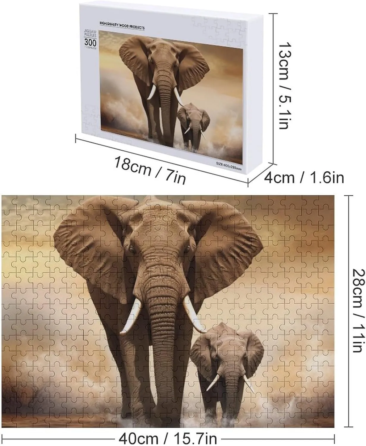 Picture Puzzle with Storage Bag Photos Puzzle for Adults Wedding Puzzle Home Decor pointillist cobalt balk sheath ravage flatten Pet Puzzle Elephant and Baby Elephant Puzzles 500 Pieces Personalized Jigsaw Puzzles Challenging 