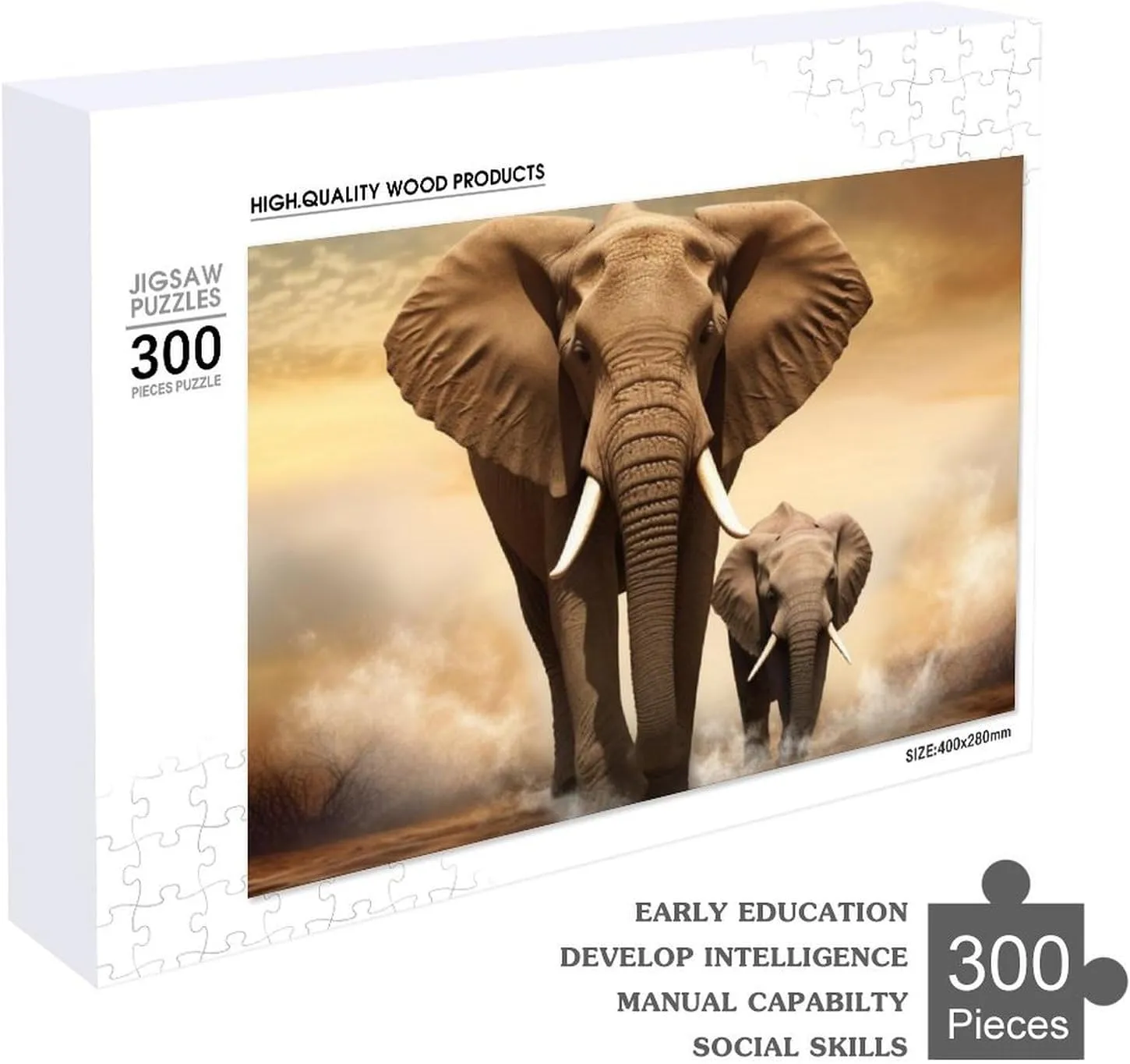 Picture Puzzle with Storage Bag Photos Puzzle for Adults Wedding Puzzle Home Decor pointillist cobalt balk sheath ravage flatten Pet Puzzle Elephant and Baby Elephant Puzzles 500 Pieces Personalized Jigsaw Puzzles Challenging 