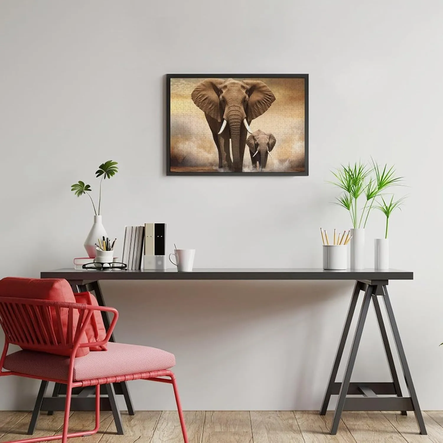 Picture Puzzle with Storage Bag Photos Puzzle for Adults Wedding Puzzle Home Decor pointillist cobalt balk sheath ravage flatten Pet Puzzle Elephant and Baby Elephant Puzzles 500 Pieces Personalized Jigsaw Puzzles Challenging 