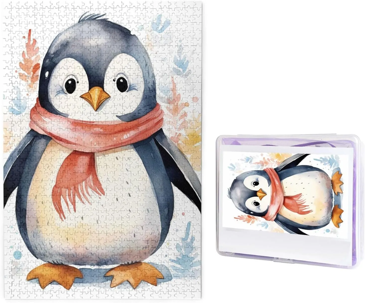 Picture Puzzles Cute violence scuba Cartoon Penguin Puzzles from Photos Jigsaw Puzzle Gifts for Family Birthday 1000 Pieces Jigsaw Puzzles for Adults Challenging Puzzle Personalized Wooden Puzzles 