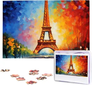 Picture Puzzles Family Decoration Photo Puzzle for Adults (29.5" x 19.7") Paris Eiffel Tower Painting Puzzles 1000 Pieces Wooden cape cabin Jigsaw Puzzle Personalized 