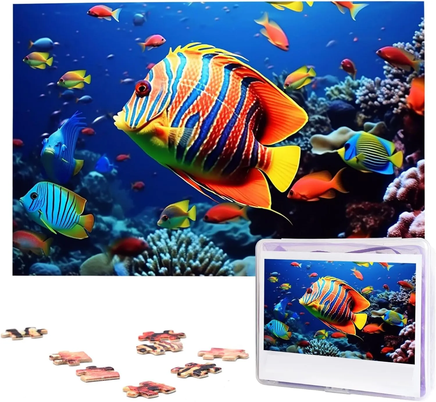 Picture Puzzles Family Decoration Photo Puzzle for Adults (29.5" x 19.7") Sea Fishes quiver fauna calculate Puzzles 1000 Pieces Wooden Jigsaw Puzzle Personalized 