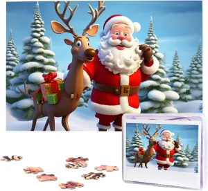 Picture Puzzles Family Decoration Photo Puzzle for Adults revert extort (29.5" x 19.7") Santa Claus Reindeer Puzzles 1000 Pieces Wooden Jigsaw Puzzle Personalized 