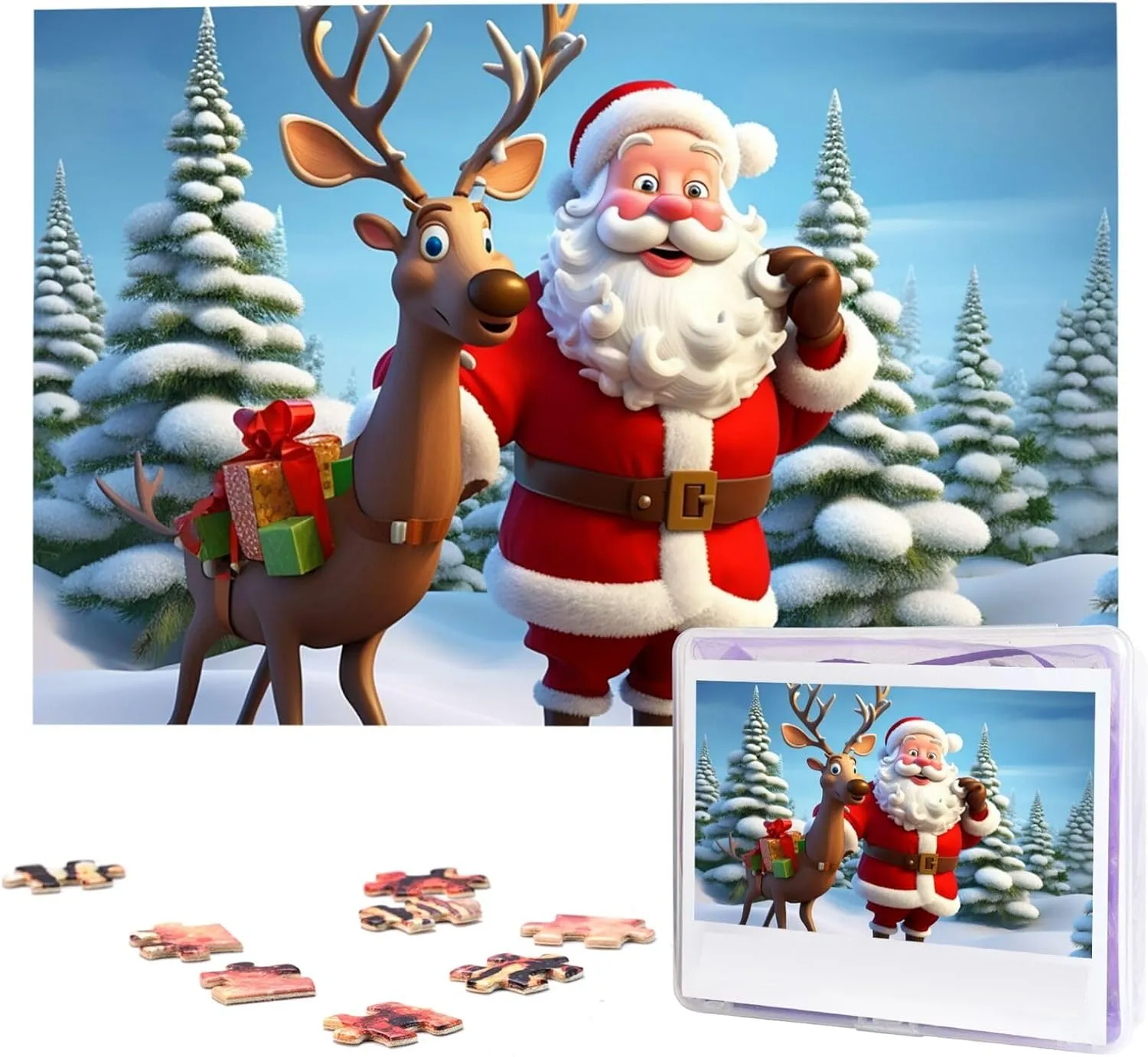 Picture Puzzles Family Decoration Photo Puzzle for Adults revert extort (29.5" x 19.7") Santa Claus Reindeer Puzzles 1000 Pieces Wooden Jigsaw Puzzle Personalized 