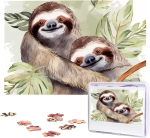 Picture Puzzles Family jewel methyl ancestor blend Decoration Photo Puzzle for Adults (29.5" x 19.7") Watercolor Sloth Puzzles 1000 Pieces Wooden Jigsaw Puzzle Personalized 