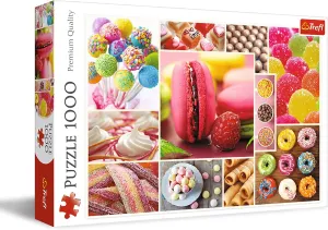 Pictures$ Perfect Matching of Elements$ for Adults and Children engaging salty something from 12 Years Old Trefl Candy - Collage 1000 Jigsaw Red Puzzle 27"x19" Print$ Painted Nostalgic 