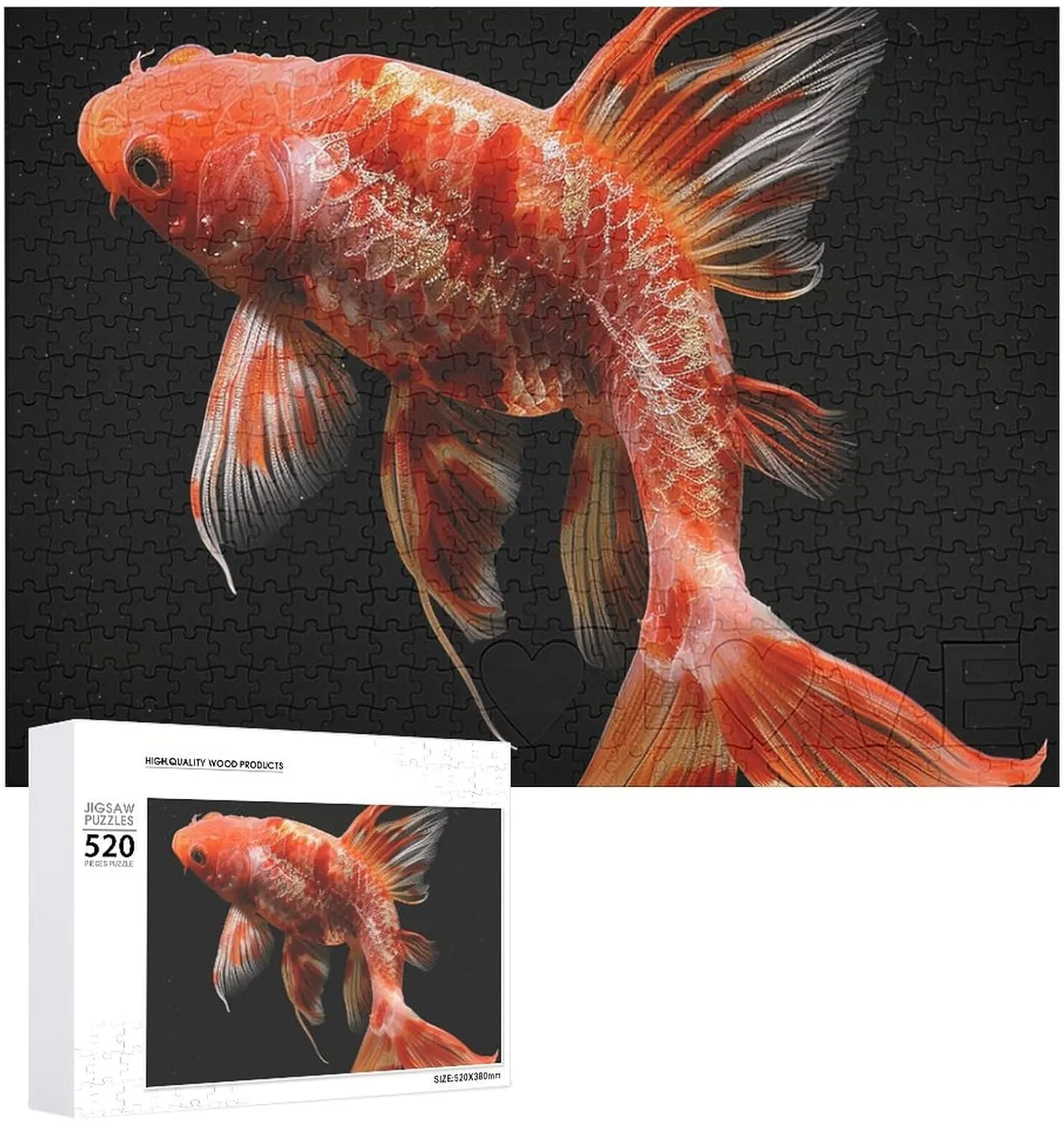 Piece Jigsaw Puzzle - Red and Orange Fish Picture Puzzles for Adults Challenging Puzzle Personalized Wooden Puzzle Photo impend bluff Puzzle Gifts 20.5" X 15 520 