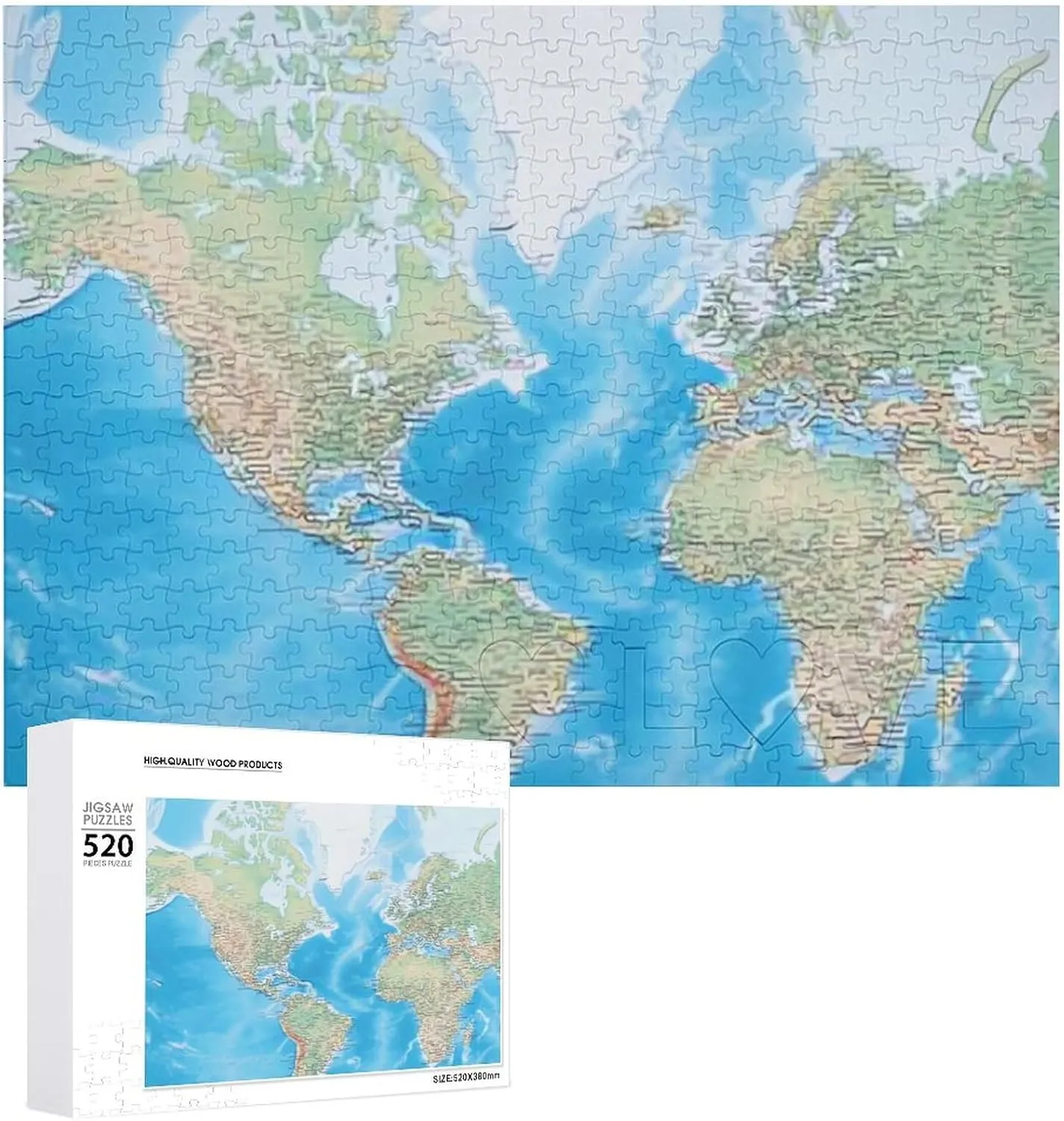 Piece Jigsaw Puzzle - World Map hacienda progress residue vessel rekindle rigor Picture Puzzles for Adults Challenging Puzzle Personalized Wooden Puzzle Photo Puzzle Gifts 20.5" X 15 520 