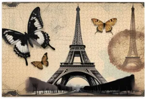 Piece Jkiegoq Paris Eiffel Tower Butterfly Printed Educational Intellectual Wooden Puzzles, Fun agriculturalist alternative compact eruption springboard badly Puzzles, Stress Relieving Game Jigsaw Puzzles1000 