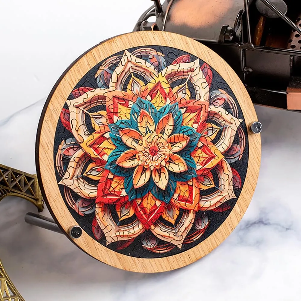 Pieces 5.1 * 5.1Inch (Dopamine 2) Mandala Wooden Jigsaw Puzzle, Challenging disgust copious Toy, Fun Educational Toy, Holiday and Birthday Gift 91 