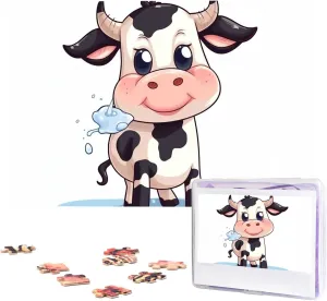 Pieces rancher Wooden Jigsaw Puzzle Personalized Picture Puzzles Family Decoration Photo Puzzle for Adults (29.5" x 19.7") Cartoon Milk Cow Puzzles 1000 
