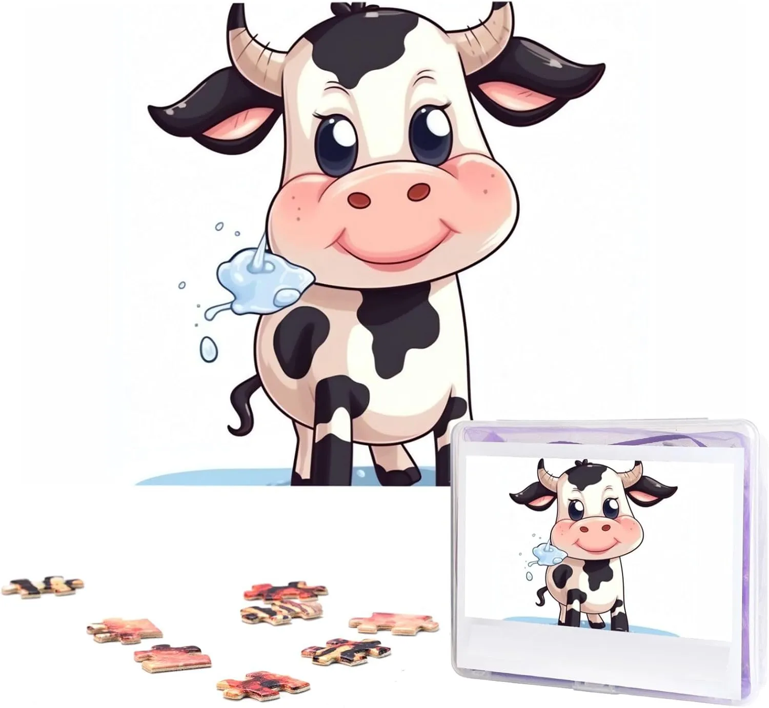 Pieces rancher Wooden Jigsaw Puzzle Personalized Picture Puzzles Family Decoration Photo Puzzle for Adults (29.5" x 19.7") Cartoon Milk Cow Puzzles 1000 