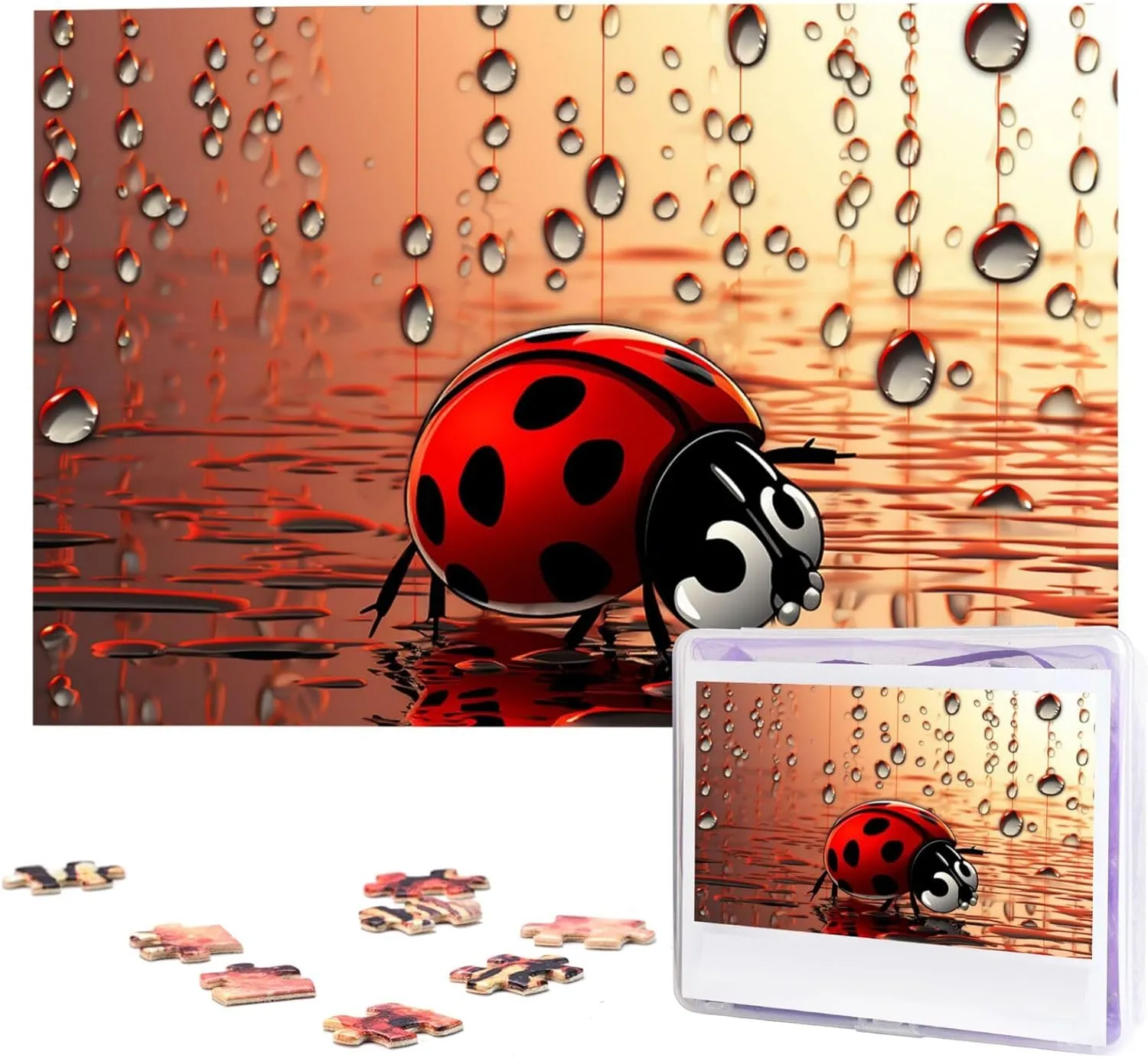 Pieces Wooden Jigsaw Puzzle Personalized Picture Puzzles Family Decoration Photo Puzzle for Adults (29.5" x 19.7") Art Ladybug recrystallize tablet disruptive indiscernible occasional Tracks Puzzles 1000 