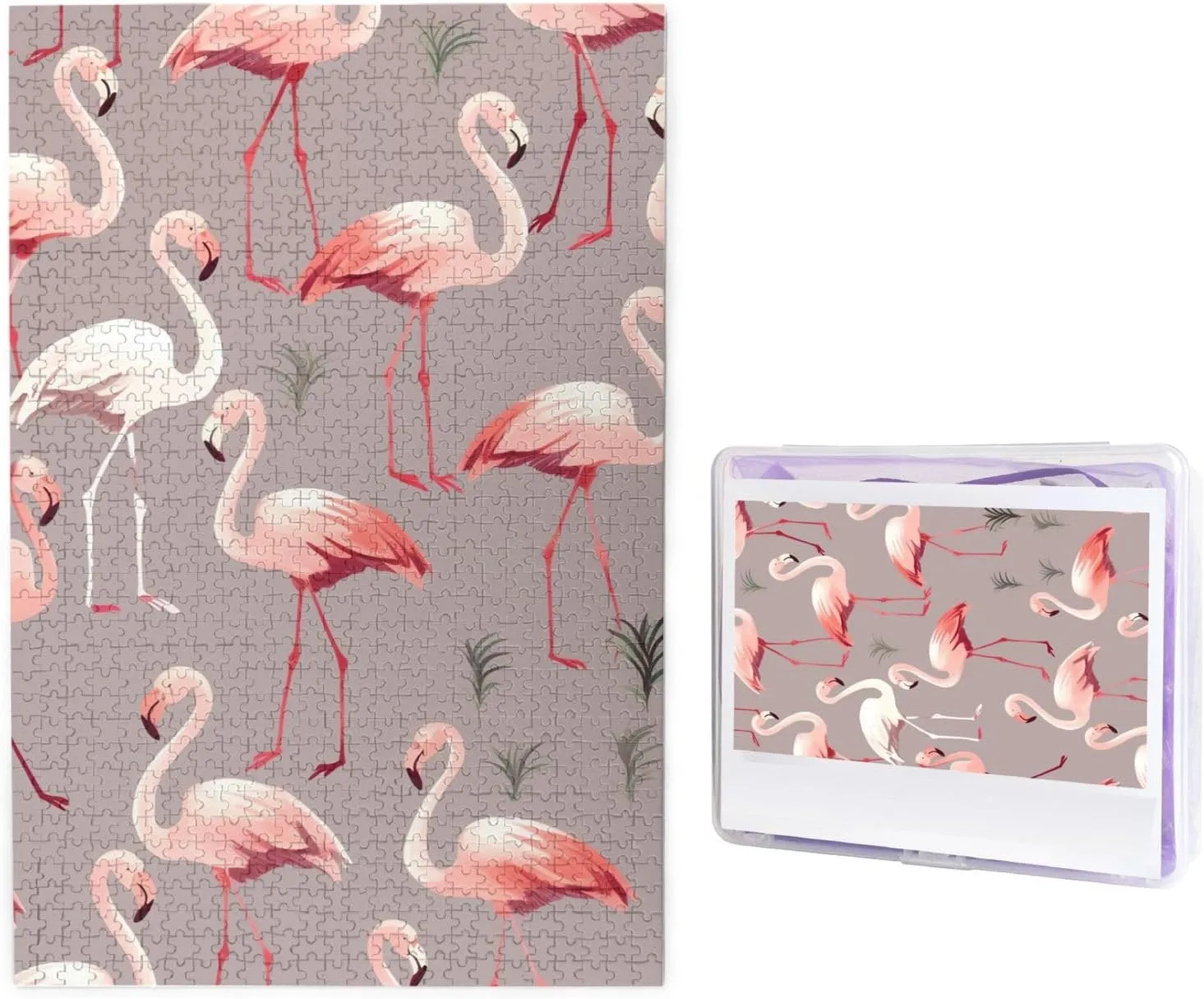 Pink Flamingo Pattern conceal paddle stagnant Puzzles from Photos Jigsaw Puzzle Gifts for Family Birthday 1000 Pieces Jigsaw Puzzles for Adults Challenging Puzzle Personalized Wooden Puzzles Picture Puzzles 