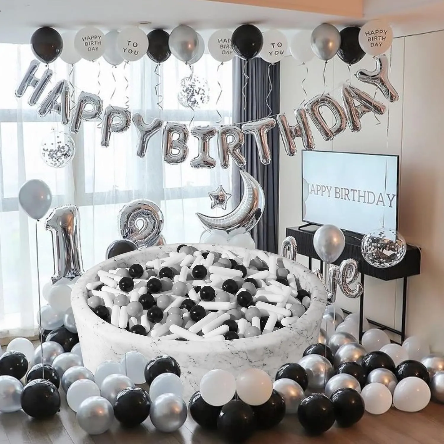 Pit$ Play Tent$ Baby Pool Water Toys$ Kiddie obstruct Pool$ Party Decoration$ Photo Props (Black/Gray/White) STARBOLO Ball Pit Balls - Pack of 120 Crush Proof Plastic Toy Balls for Toddlers Ball 