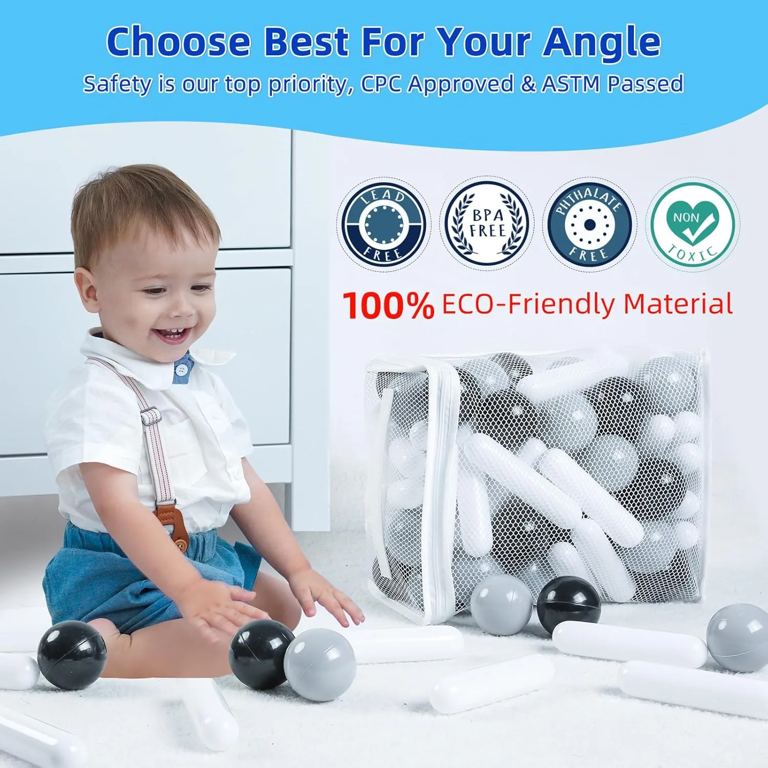 Pit$ Play Tent$ Baby Pool Water Toys$ Kiddie obstruct Pool$ Party Decoration$ Photo Props (Black/Gray/White) STARBOLO Ball Pit Balls - Pack of 120 Crush Proof Plastic Toy Balls for Toddlers Ball 