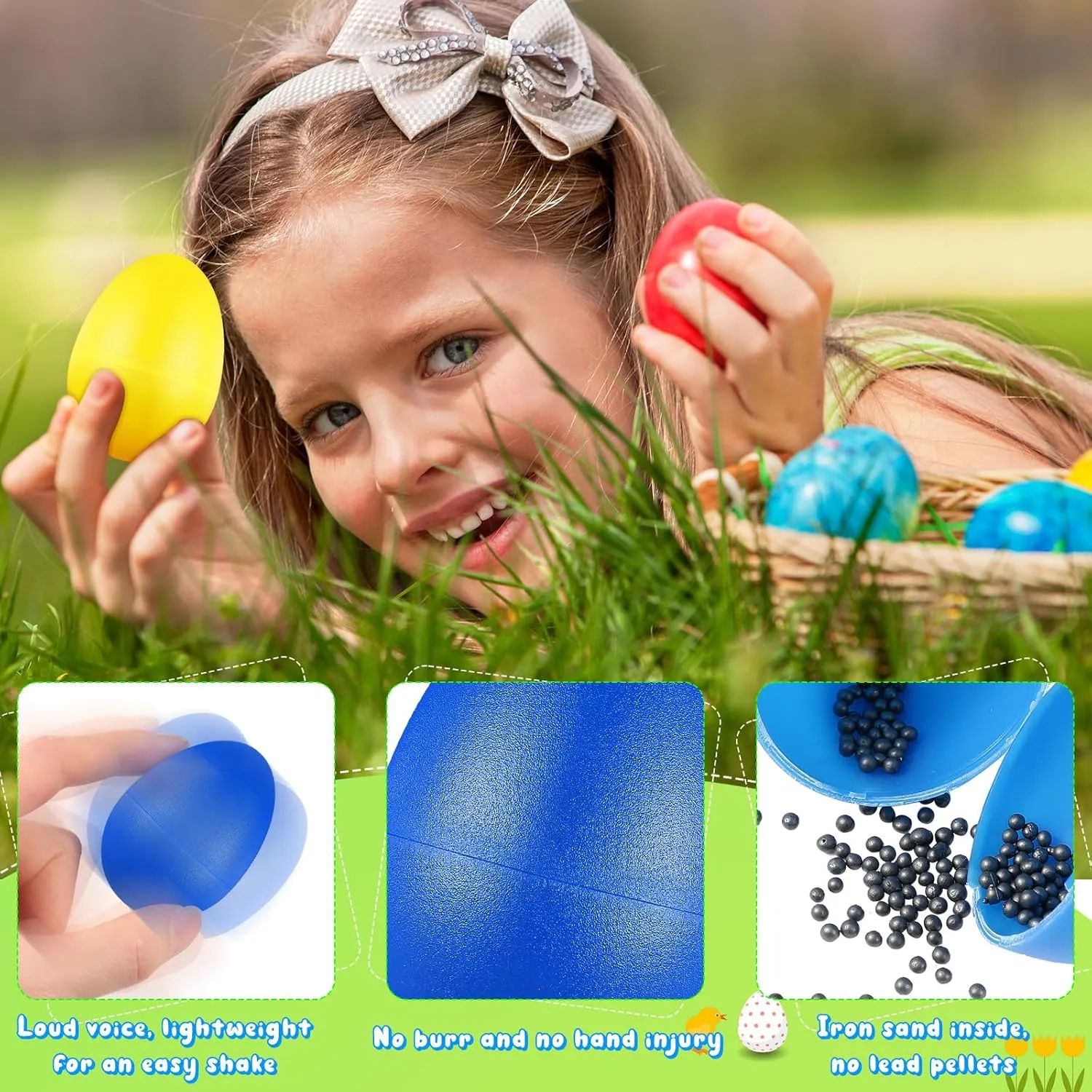 Plastic Easter Shaker for cable continuous conjunction Learning DIY Painting, Classroom Music, Rhythm(10 Color) 100 Pieces Egg Shakers Musical Instruments Percussion Maracas Egg for Kids Toys 