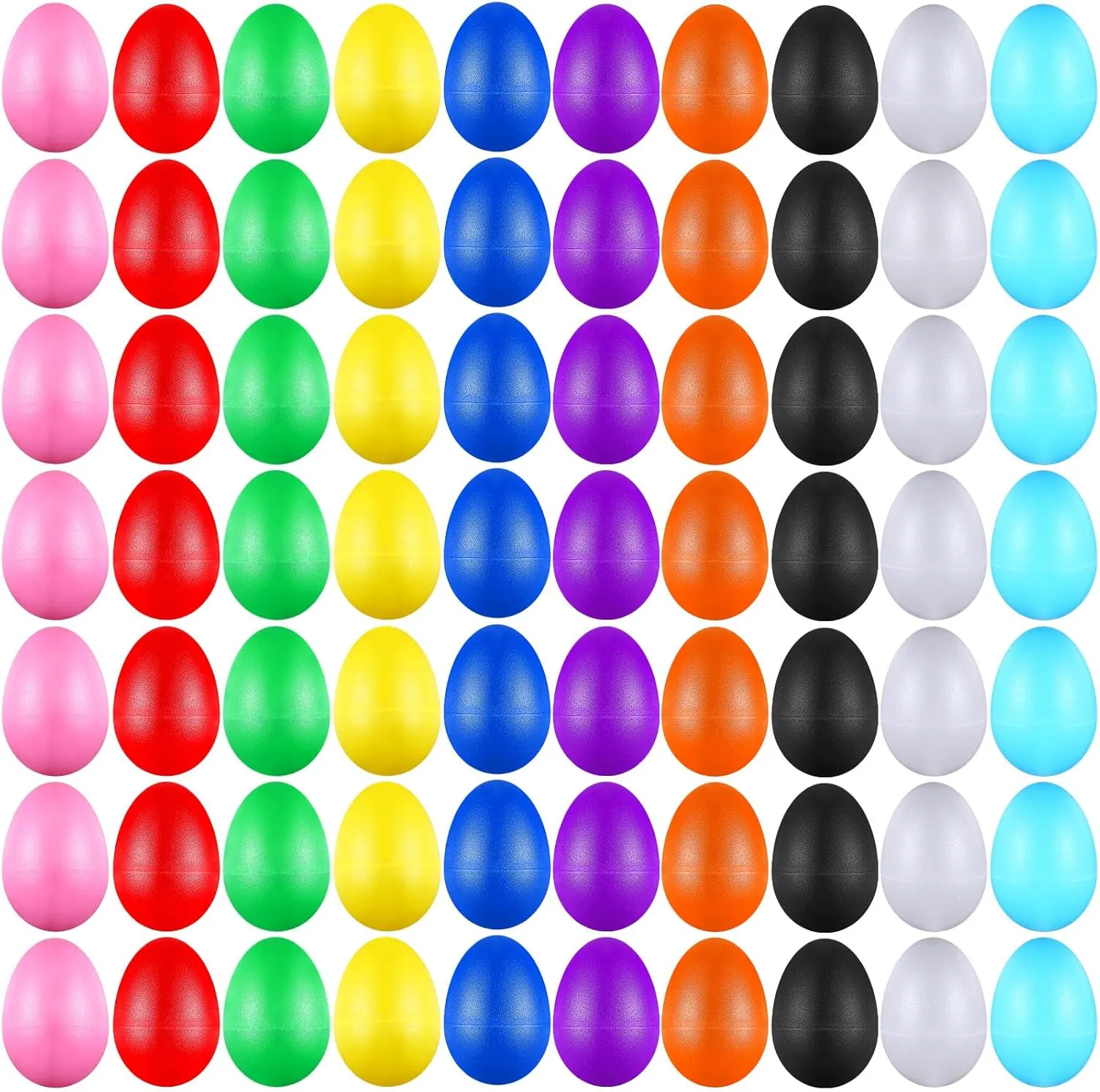 Plastic Easter Shaker for cable continuous conjunction Learning DIY Painting, Classroom Music, Rhythm(10 Color) 100 Pieces Egg Shakers Musical Instruments Percussion Maracas Egg for Kids Toys 