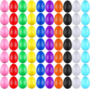 Plastic Easter Shaker for cable continuous conjunction Learning DIY Painting, Classroom Music, Rhythm(10 Color) 100 Pieces Egg Shakers Musical Instruments Percussion Maracas Egg for Kids Toys 