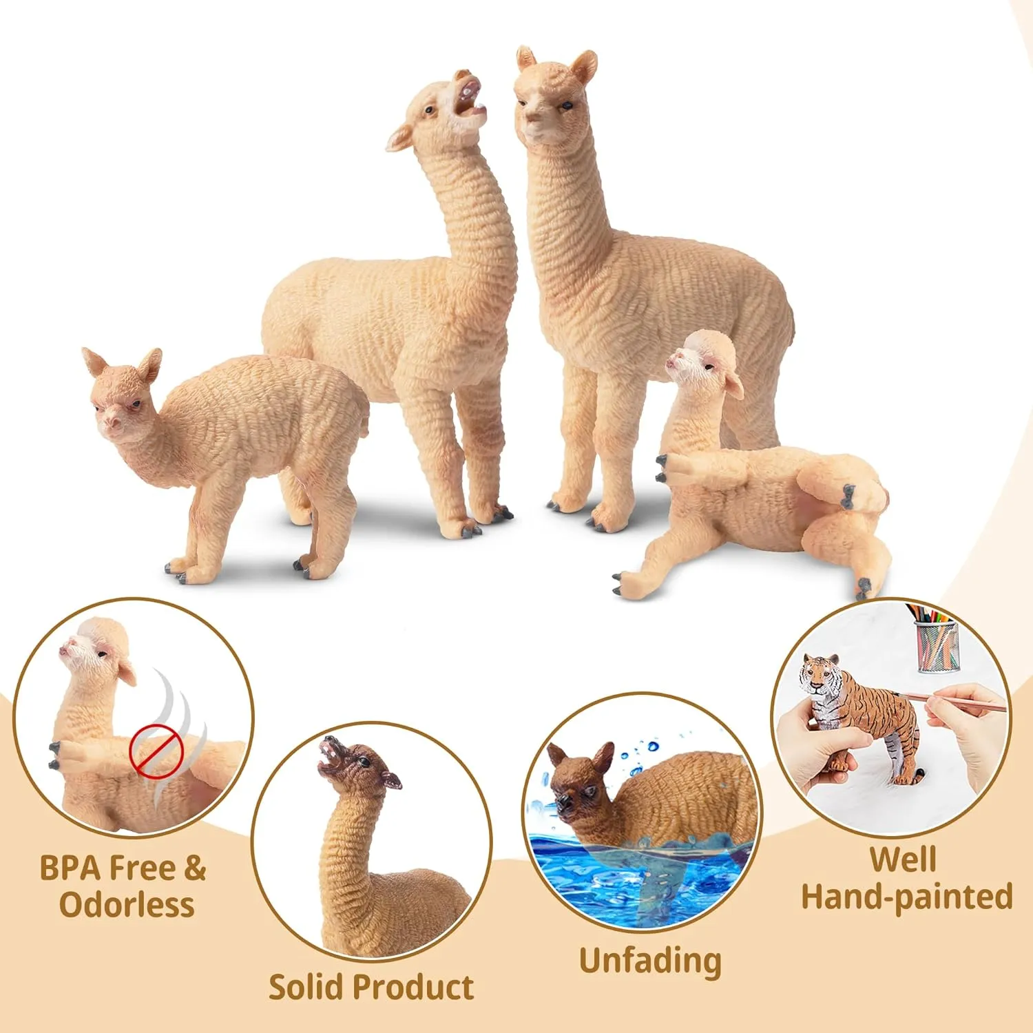Plastic Forest Jungle Animal Figurines, Christmas Birthday Toy Gift for mob joinery Kids Boys Girls Toymany 8PCS Realistic Alpaca Figurines Llama Figures - 