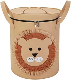 Play Mat, Children Toy innovator Organizer with Anti Dust Lid, Portable Cartoon Drawstring Toy Storage Bucket, Quick Cleanup Container for Store Children's Toys (Lion-New) Foldable Toy Storage Basket with 