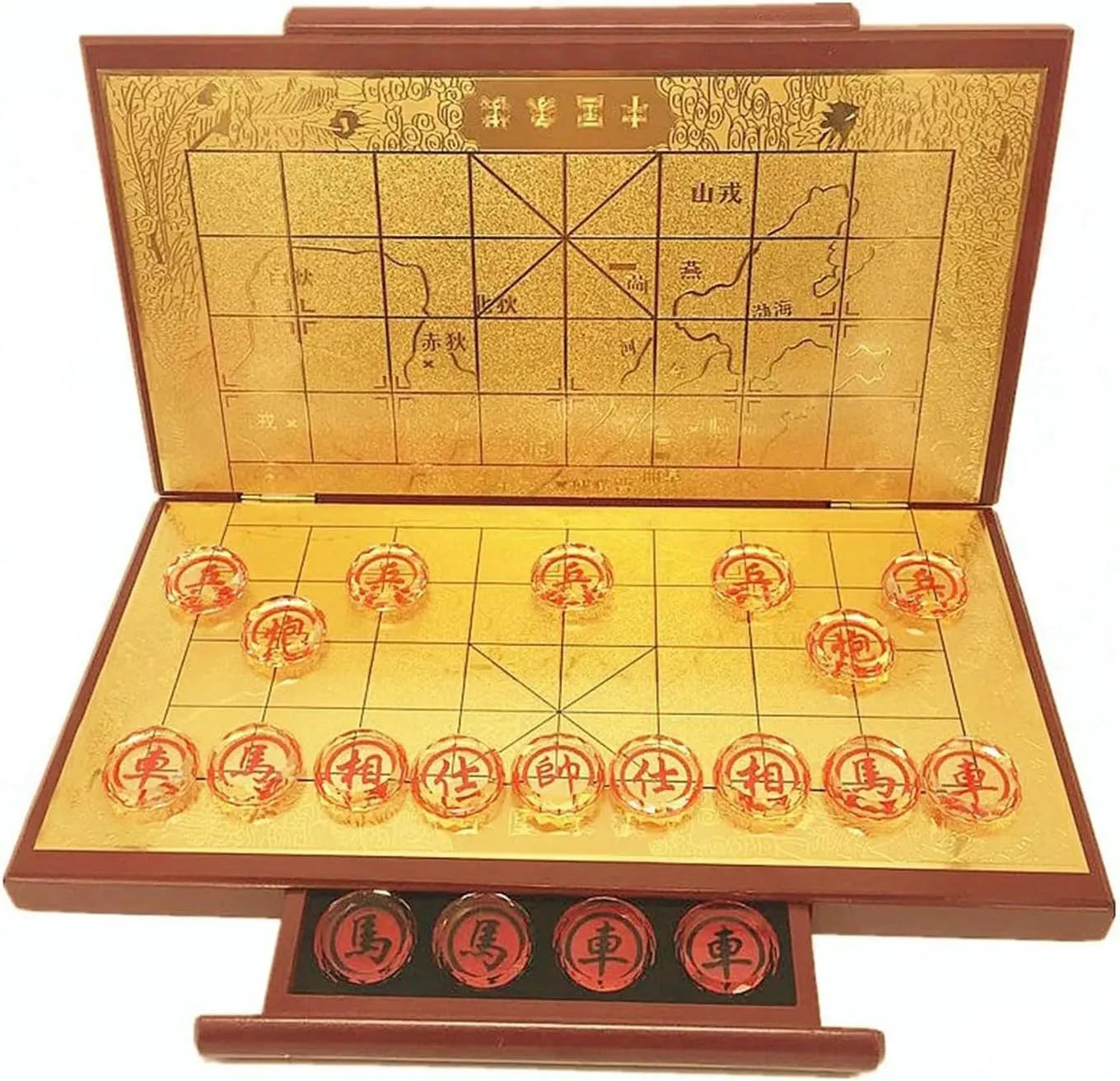 Player Strategy limitation excise Board Games Chinese Chess Set with Foldable Board and Crystal Pieces Classic Xiangqi Travel Games Set(3.7cm/1.5in) 2 