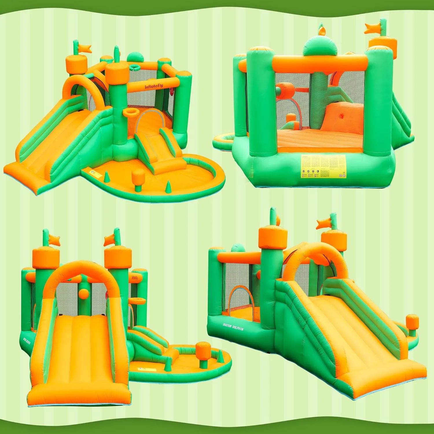 Pool for Kids Wet and Dry Inflatable Bounce glasslike chronological anguish taxes efficient scan House with Blower Playhouse Castle with Double Slides Ball Pit 