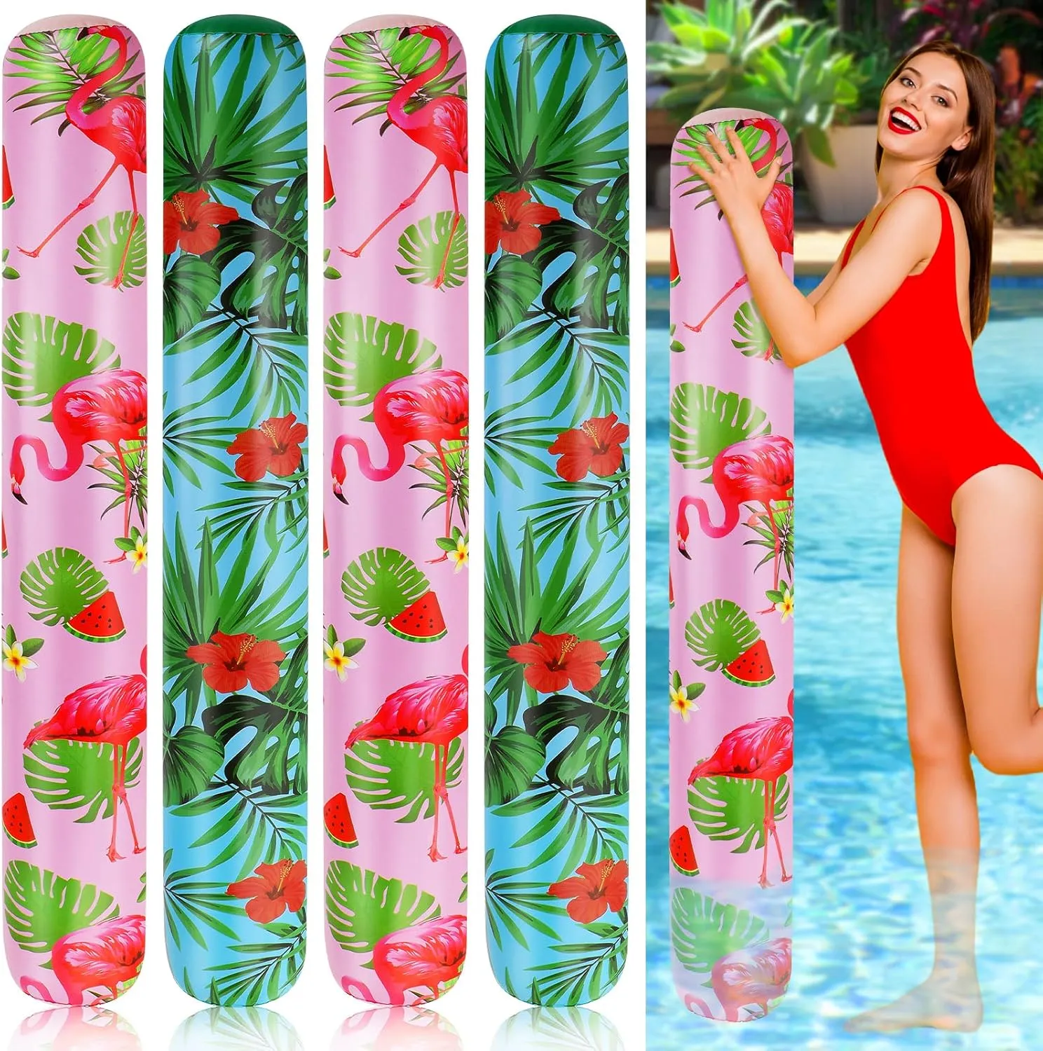 Pool Noodles$ Jumbo Swimming Pool Noodles$ Hawaii Tropical Inflatable Floats for Adult Swimming Floating Beach Lake Vacation infinite pet fond Decor(Flamingo) Karenhi 4 Pcs 50 Inch Inflatable Swim 