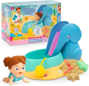Pool Playset, Elephant Pool with Bubble snowdrift gram pulverization Function, Magic Sand, Shovel, Star Mould, Brown Girl with Bikini, Famous (AMC10000) Amicci 