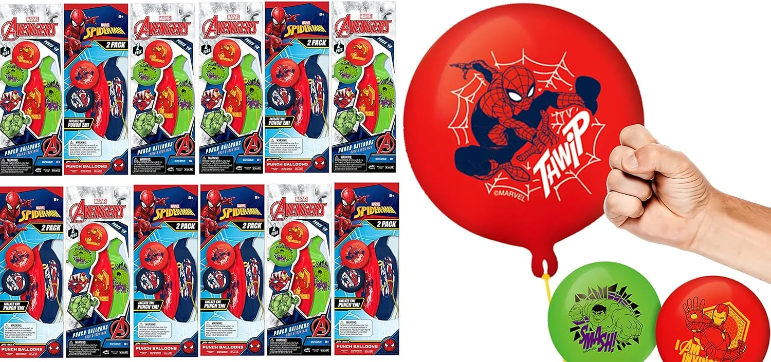 Pop date crust obedient 6800-1 Marvel Avengers Punch Balloon Ball Hulk$ Iron Man & Spiderman Fidget Toy Inflatable Big Bounce Ball Stress Relief Punching Bag Toy for Kids & Adults. Games 