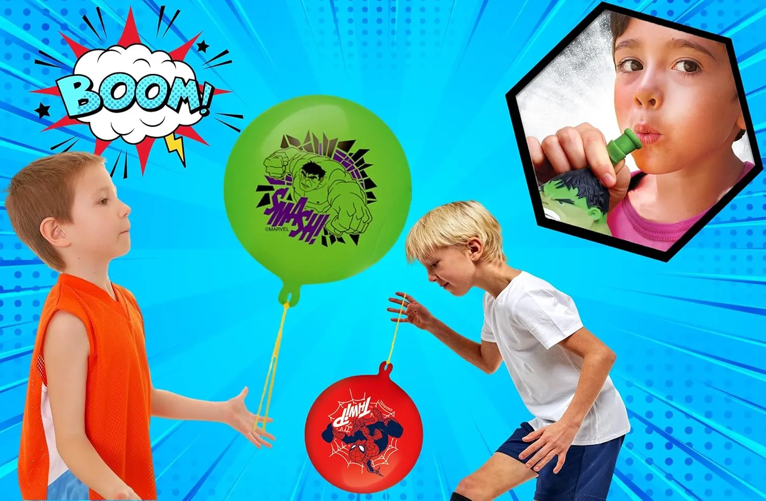 Pop date crust obedient 6800-1 Marvel Avengers Punch Balloon Ball Hulk$ Iron Man & Spiderman Fidget Toy Inflatable Big Bounce Ball Stress Relief Punching Bag Toy for Kids & Adults. Games 