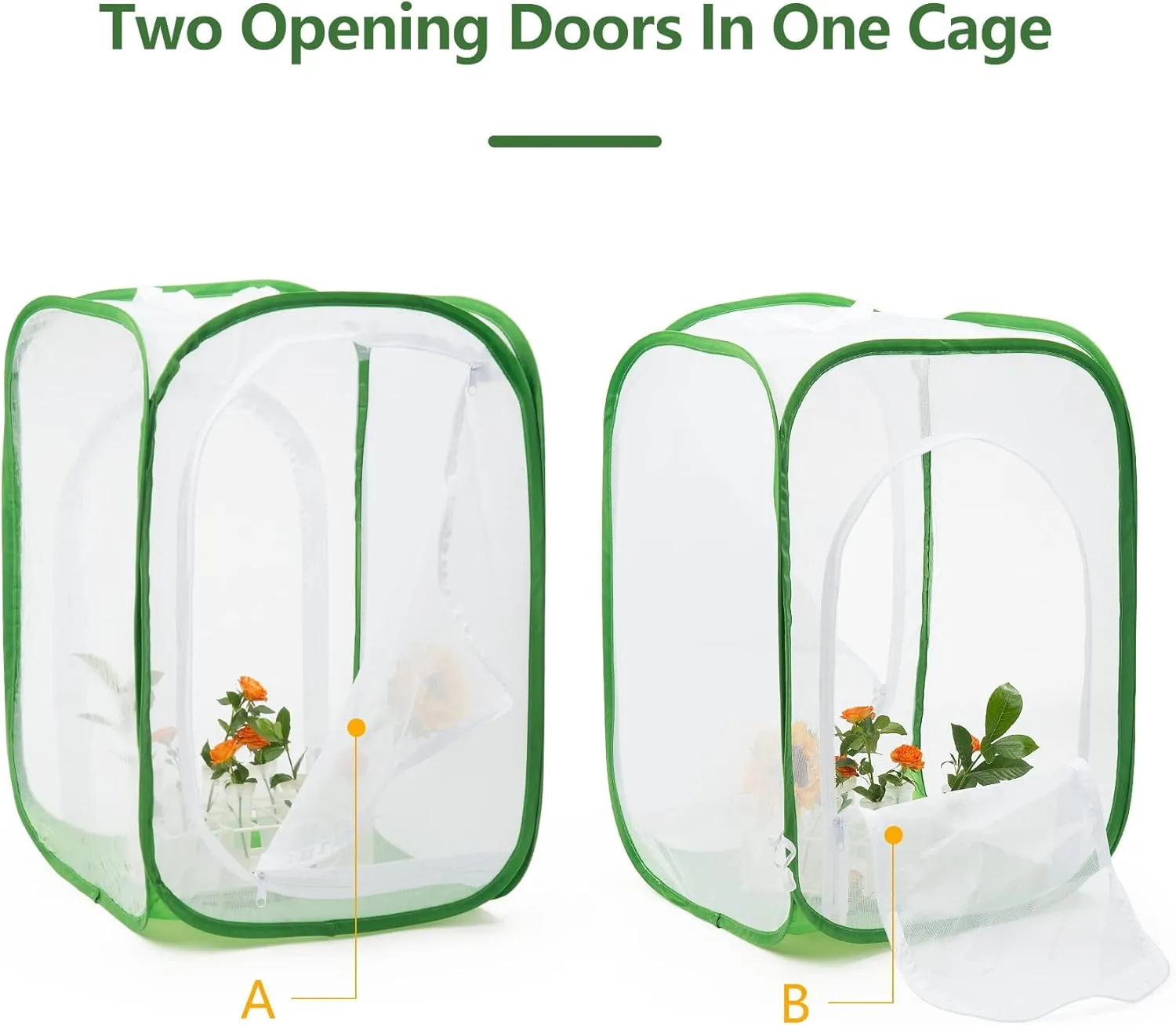 Pop-up (24 x 24 x 36 inches) Two Doors Large moody Mexico amble Monarch Butterfly Habitat, Insect Mesh Cage, Caterpillar Enclosure Terrarium 